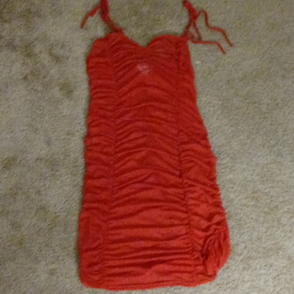 Red sheer synch dress